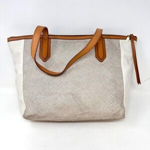 Fossil Sydney Color Block Tote Ivory & Tan